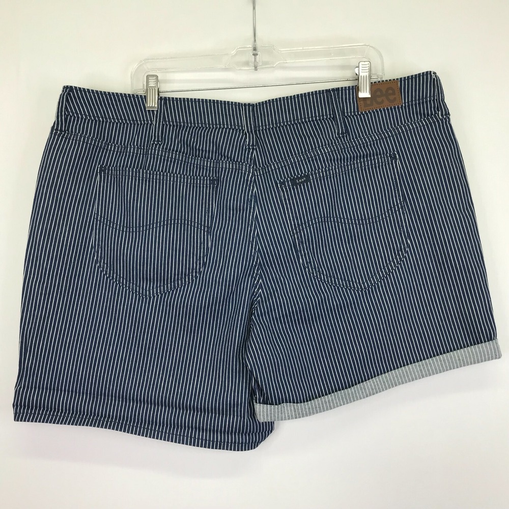 Lee Denim Shorts Womens 22M Blue Railroad Striped Mid Rise Regular Fit - Picture 4 of 9